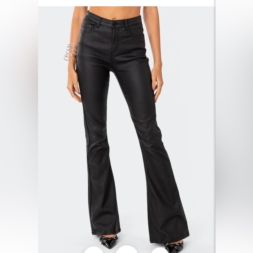 Edikted Luna faux leather flare pants